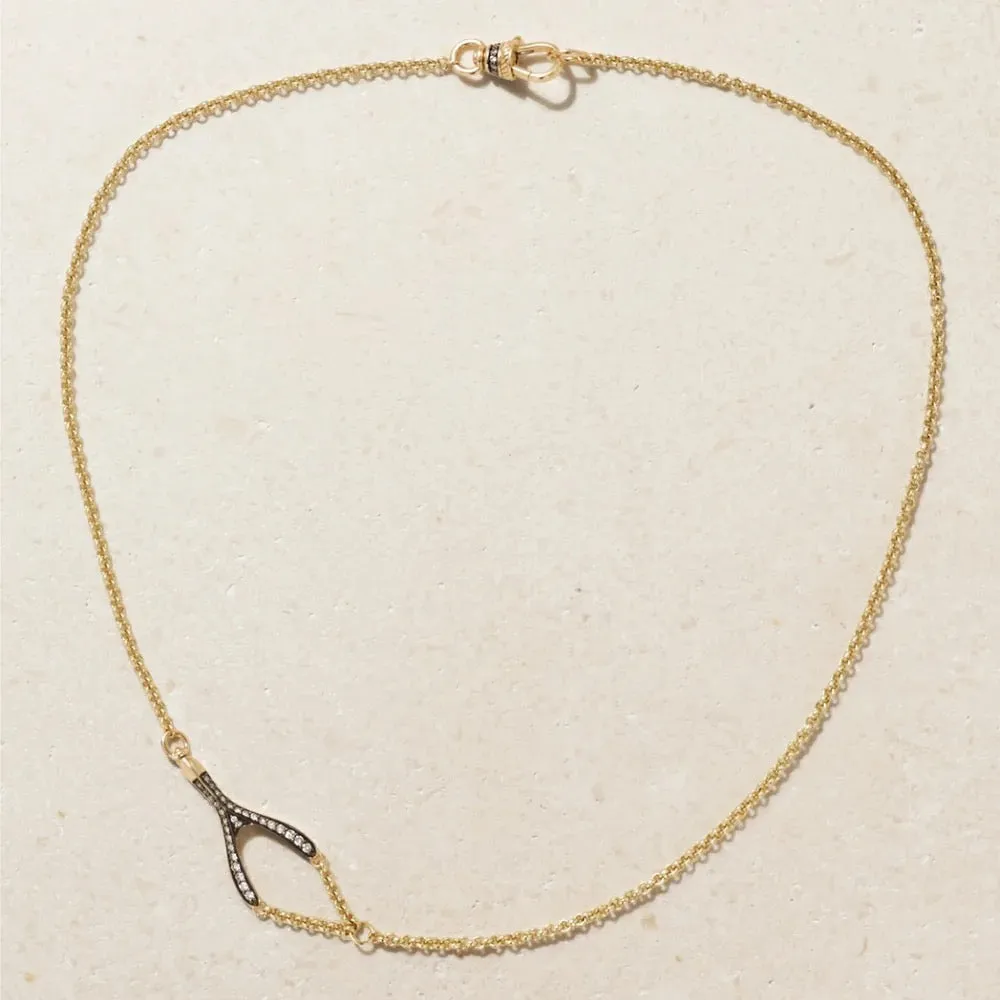 14ky Wishbone Diamond Necklace by Lucy Delius