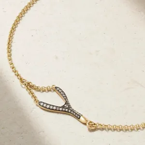 14ky Wishbone Diamond Necklace by Lucy Delius