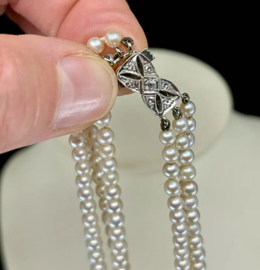 1930s Three-Strand Akoya Pearl Necklace