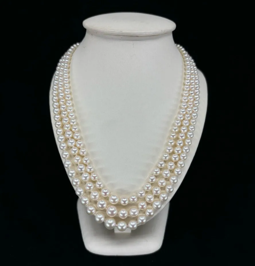 1930s Three-Strand Akoya Pearl Necklace