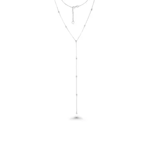 9 Stones Diamond By The Yard Lariat Necklace (0.30 ct.) Bezel Set in 14K Gold