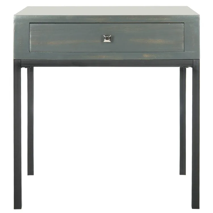 Adena End Table with Storage Drawer - Steel Teal