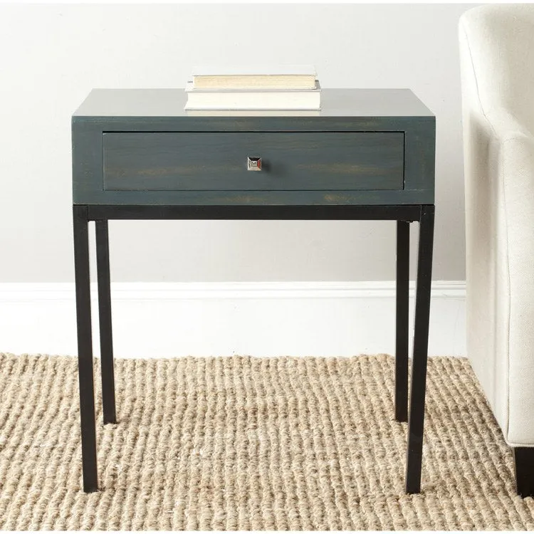 Adena End Table with Storage Drawer - Steel Teal