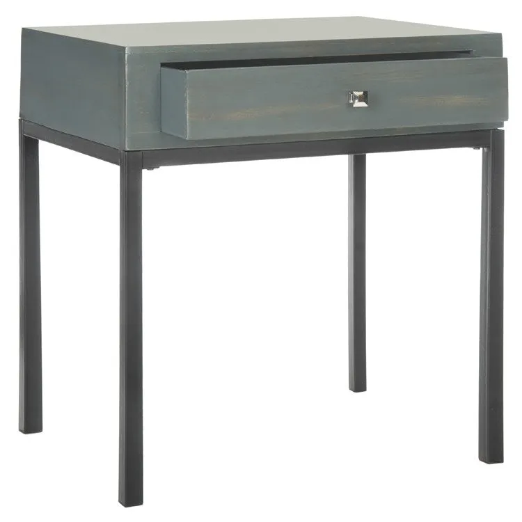 Adena End Table with Storage Drawer - Steel Teal