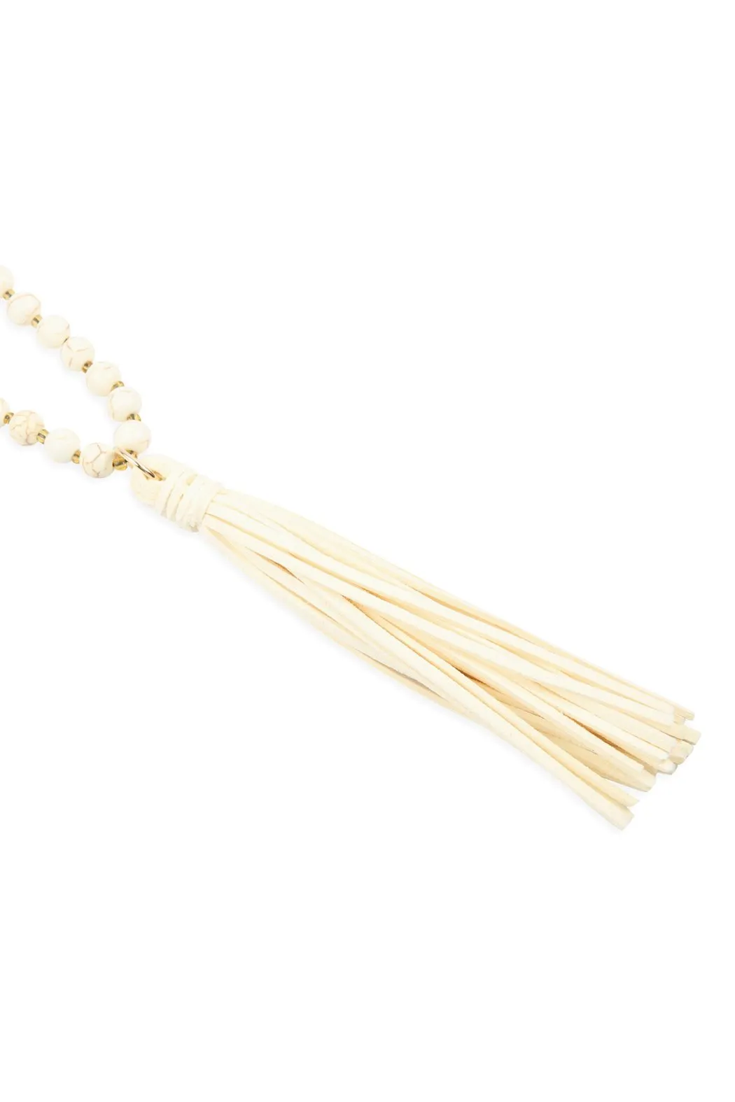 Beaded Necklace With Leather Tassel