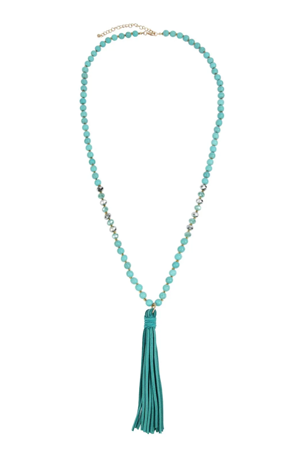 Beaded Necklace With Leather Tassel