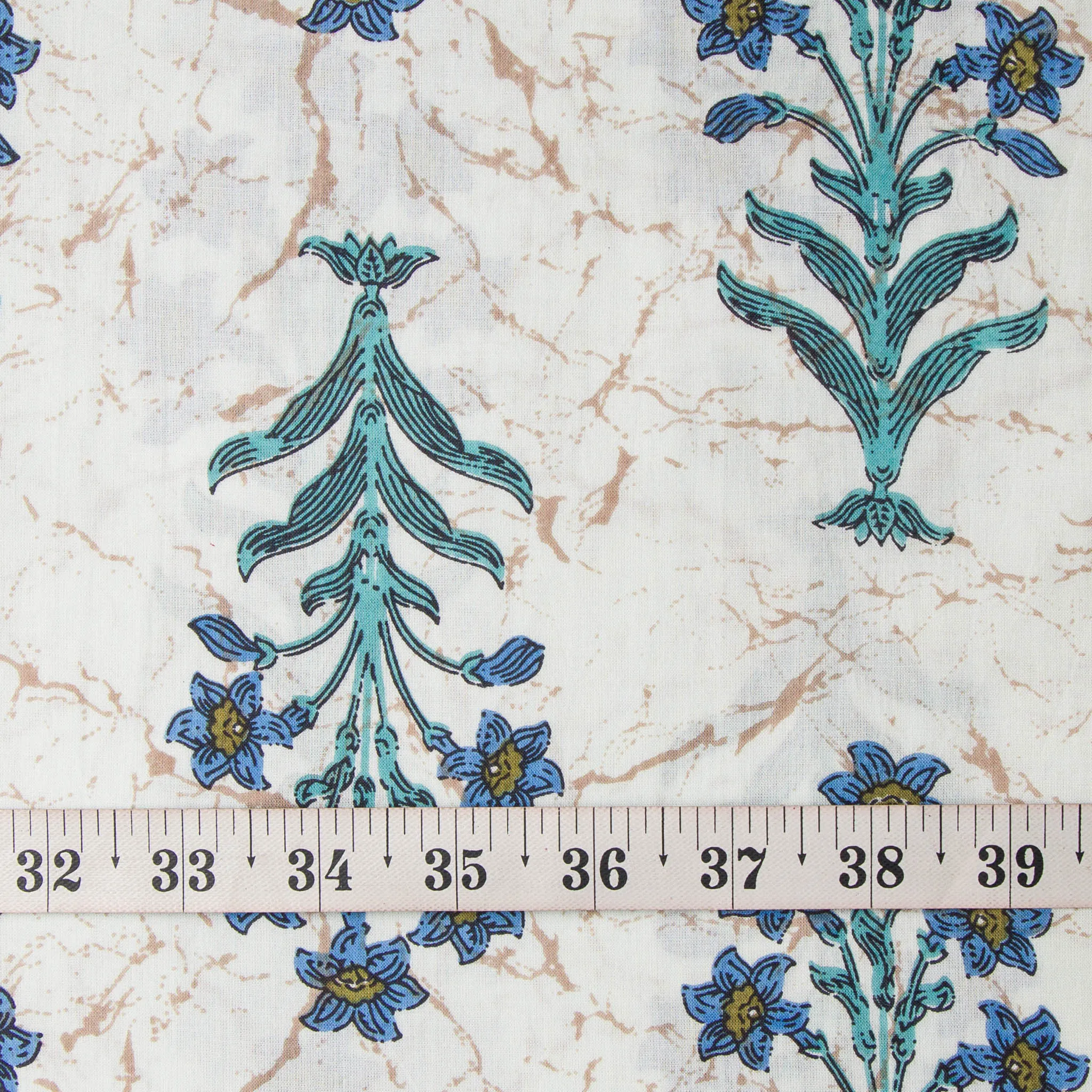 Blue Printed Cotton Fabric
