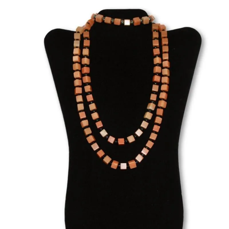 Brown and Black Square  Unisex Necklace