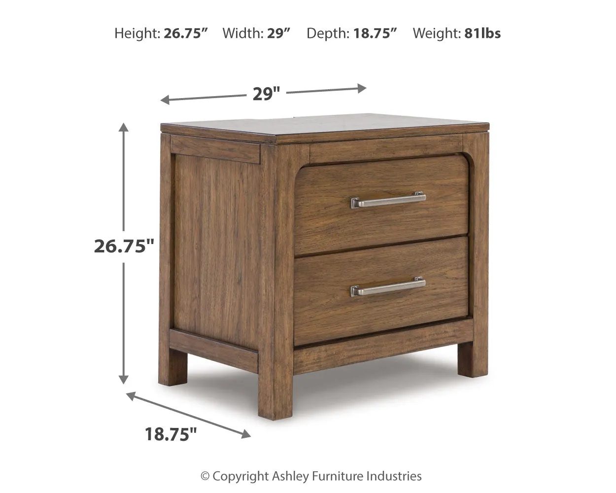 Cabalynn Queen Upholstered Bed with Mirrored Dresser and Nightstand in Light Brown