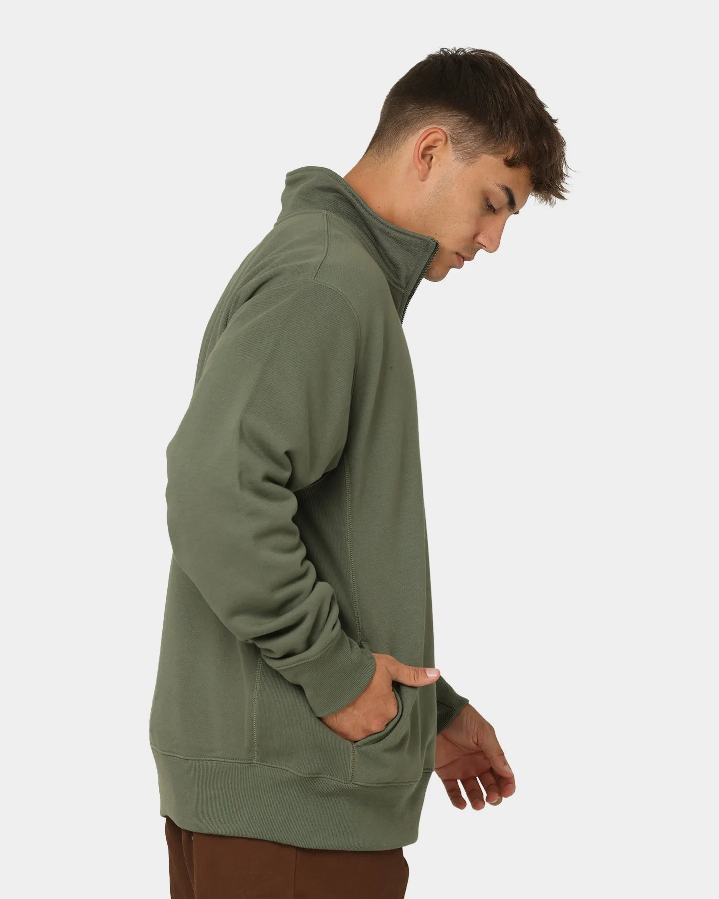 Champion Reverse Weave Terry Quarter Zip Sweater Cargo Olive