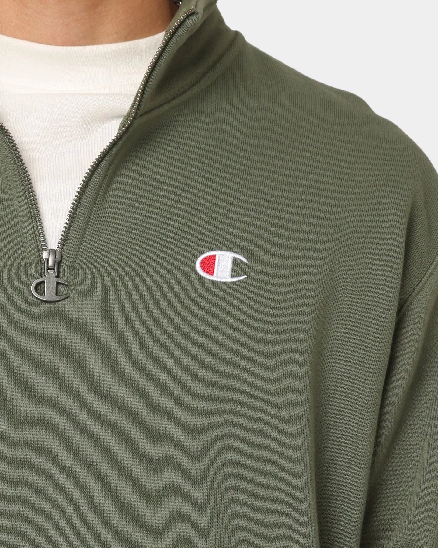 Champion Reverse Weave Terry Quarter Zip Sweater Cargo Olive