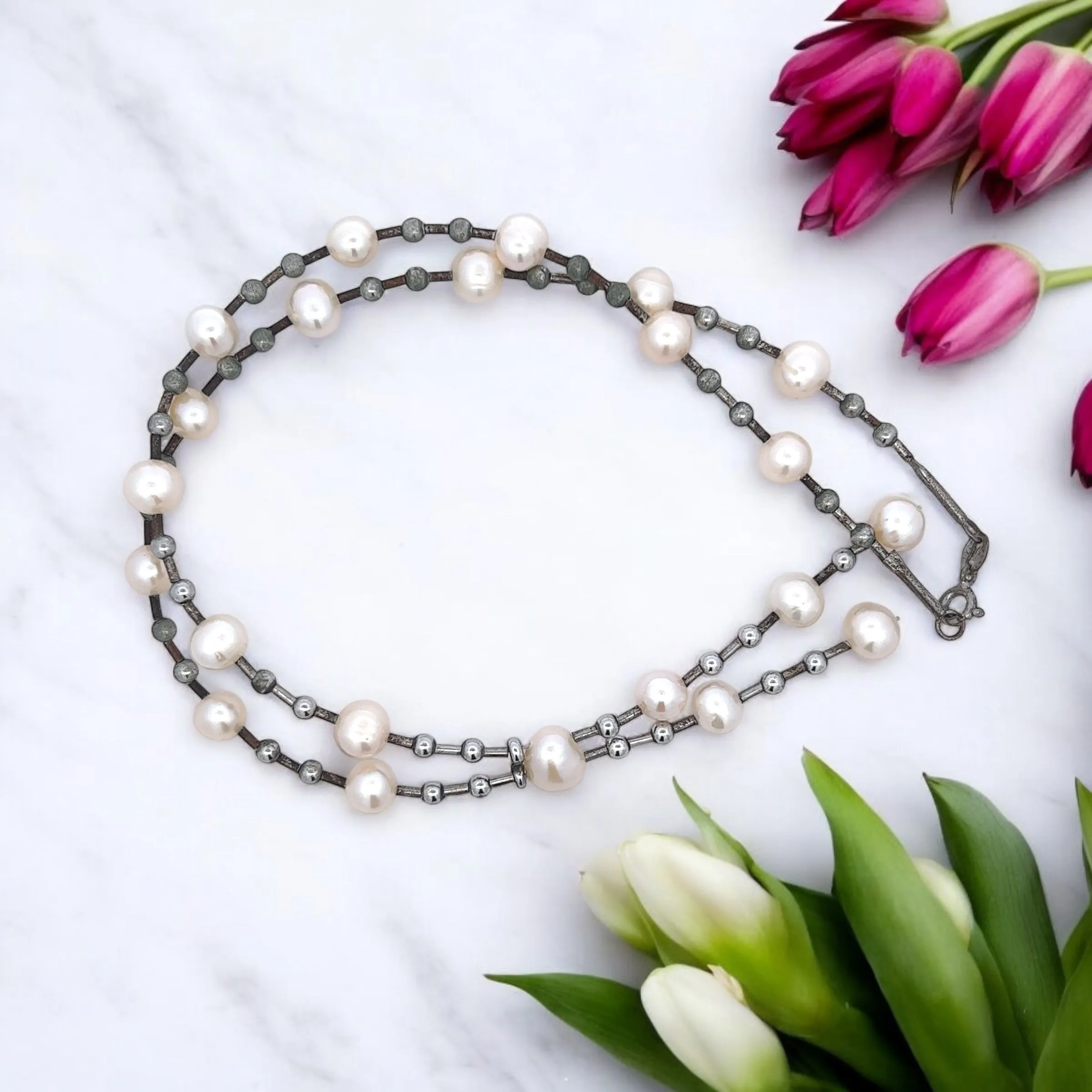Classic Plain Pearl Lariat Station Necklace - sold on SPK