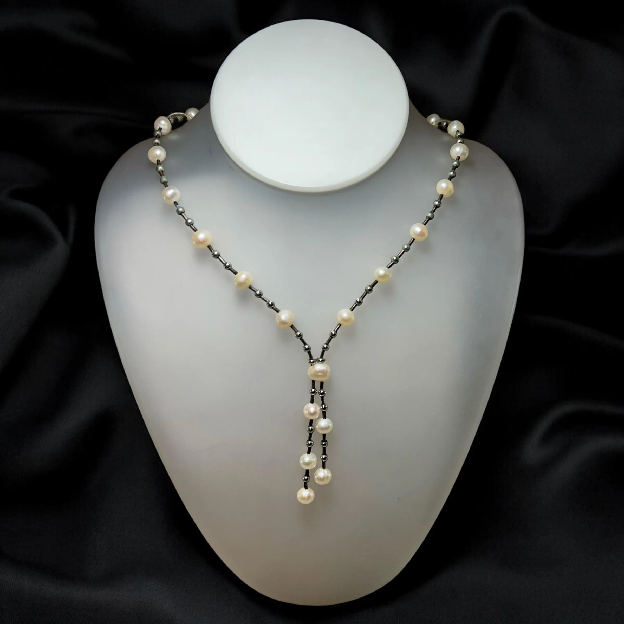Classic Plain Pearl Lariat Station Necklace - sold on SPK