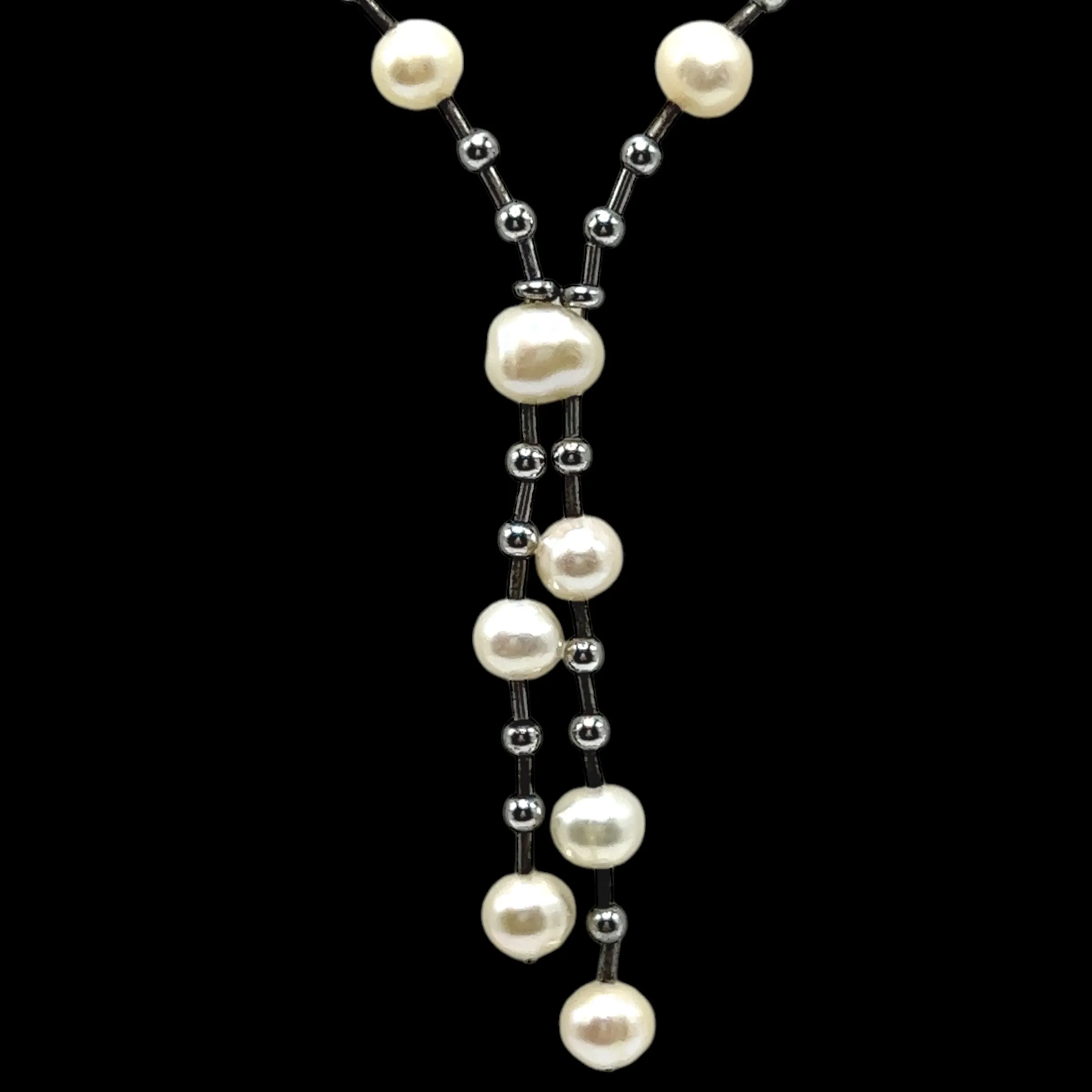 Classic Plain Pearl Lariat Station Necklace - sold on SPK