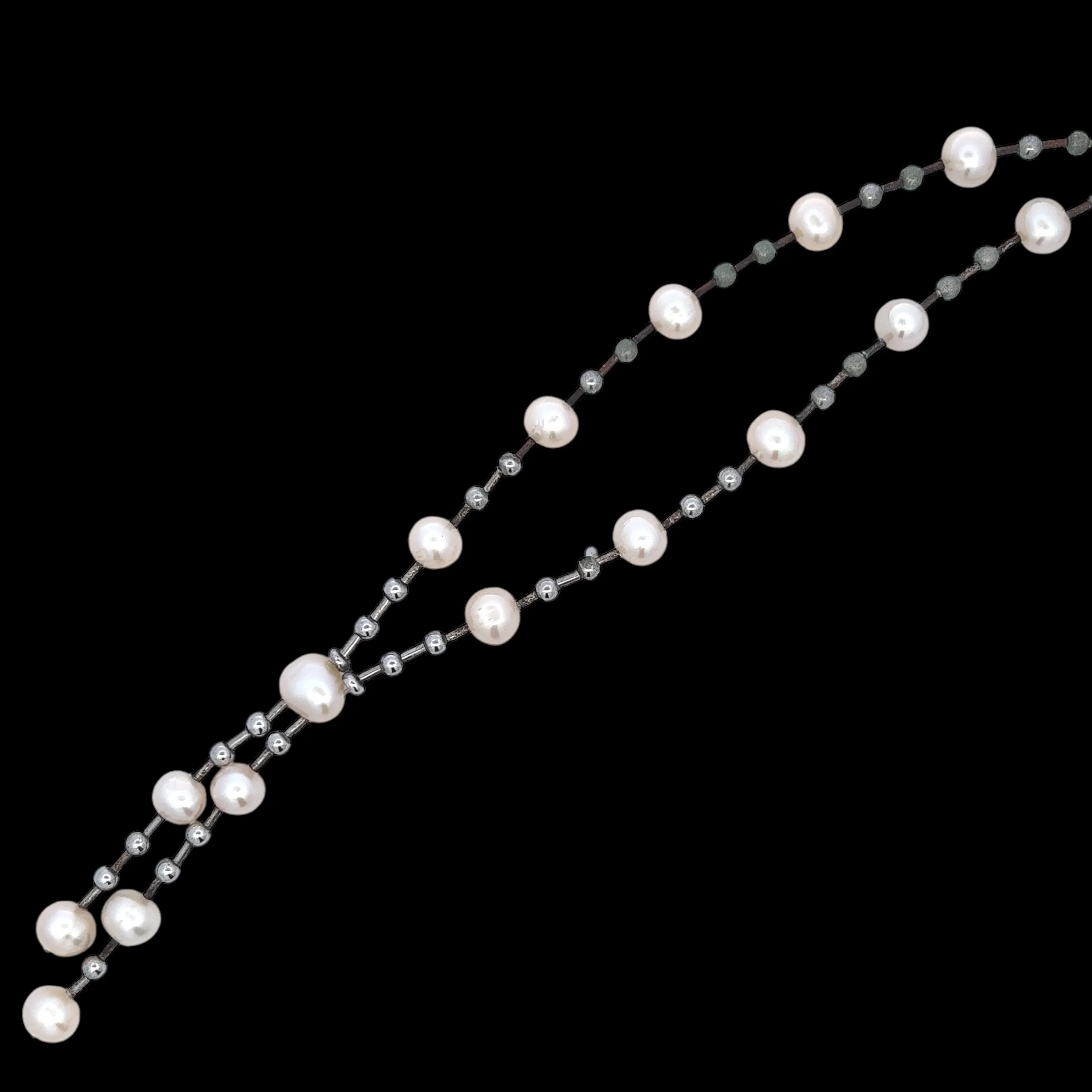 Classic Plain Pearl Lariat Station Necklace - sold on SPK