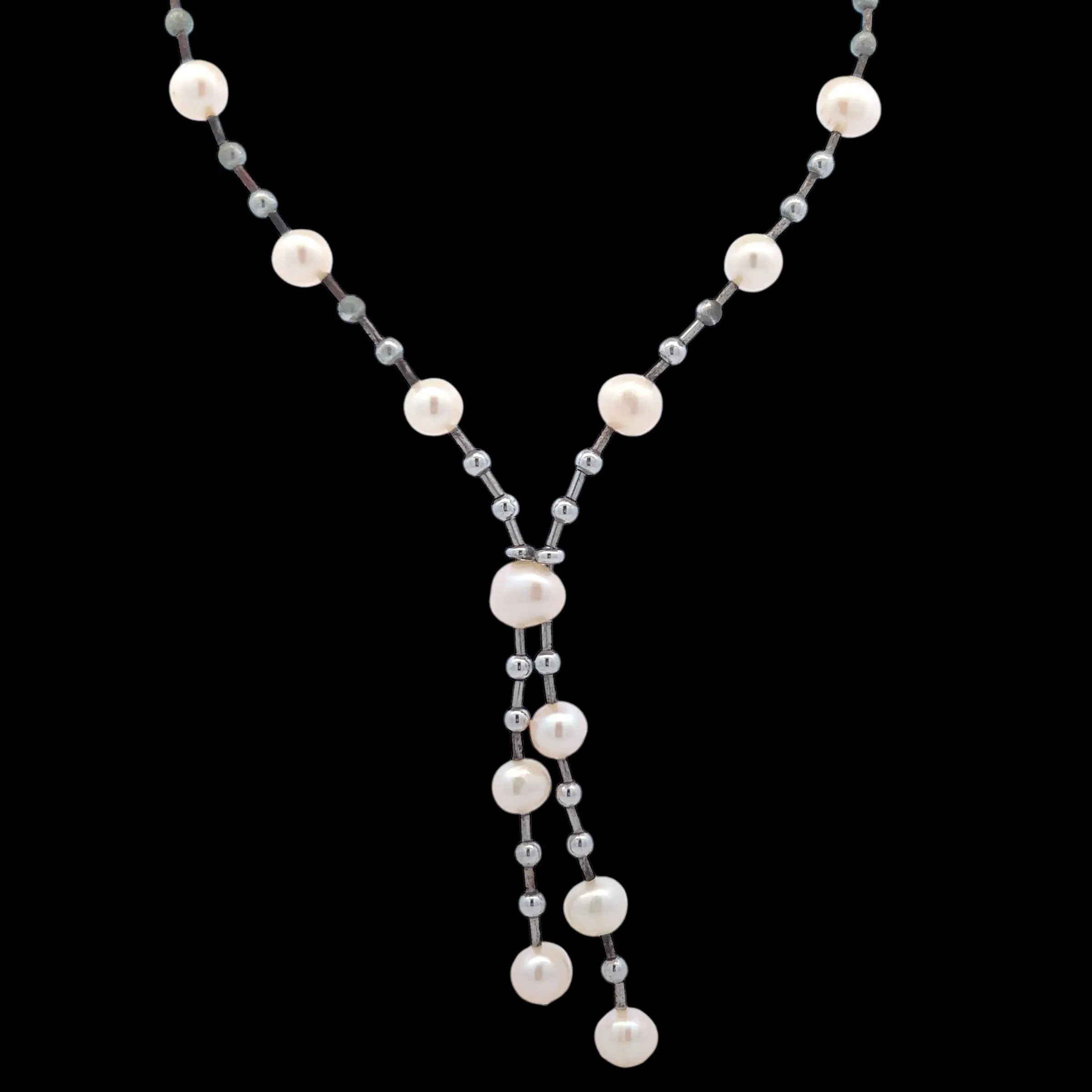 Classic Plain Pearl Lariat Station Necklace - sold on SPK
