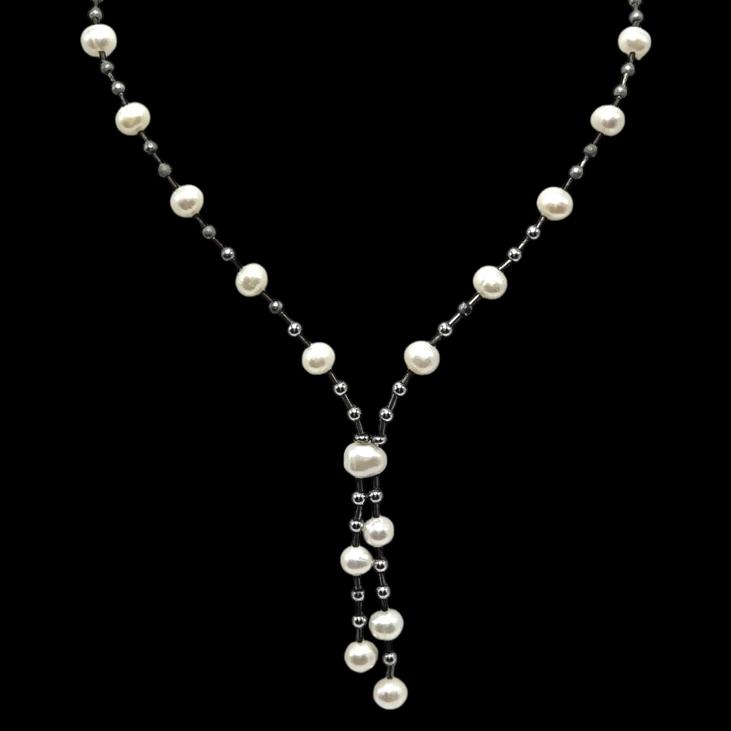 Classic Plain Pearl Lariat Station Necklace - sold on SPK