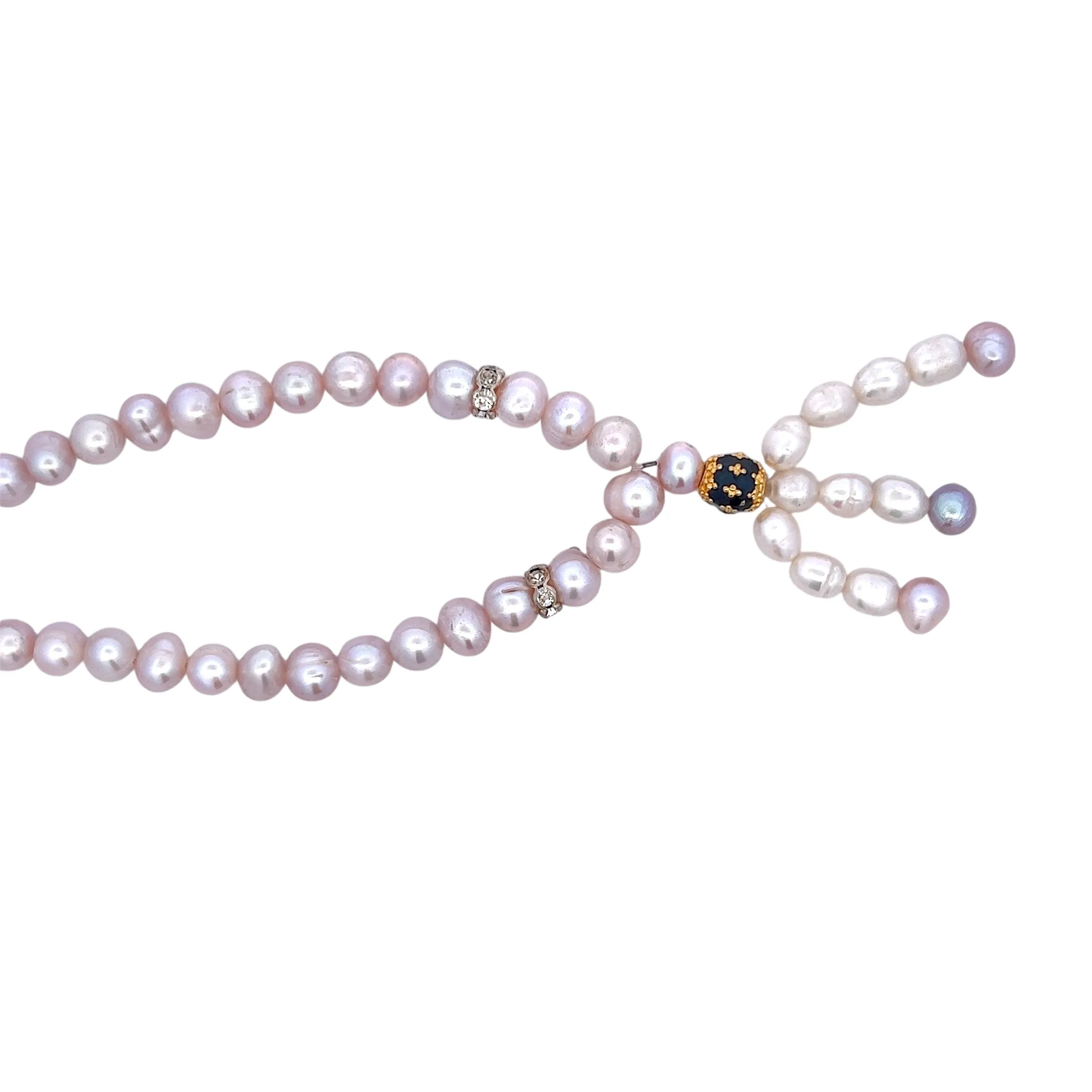 Classic Plain Pearl Triple Embellished Lariat Necklace