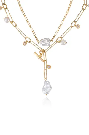Deep Water Pearl Lariat Necklace