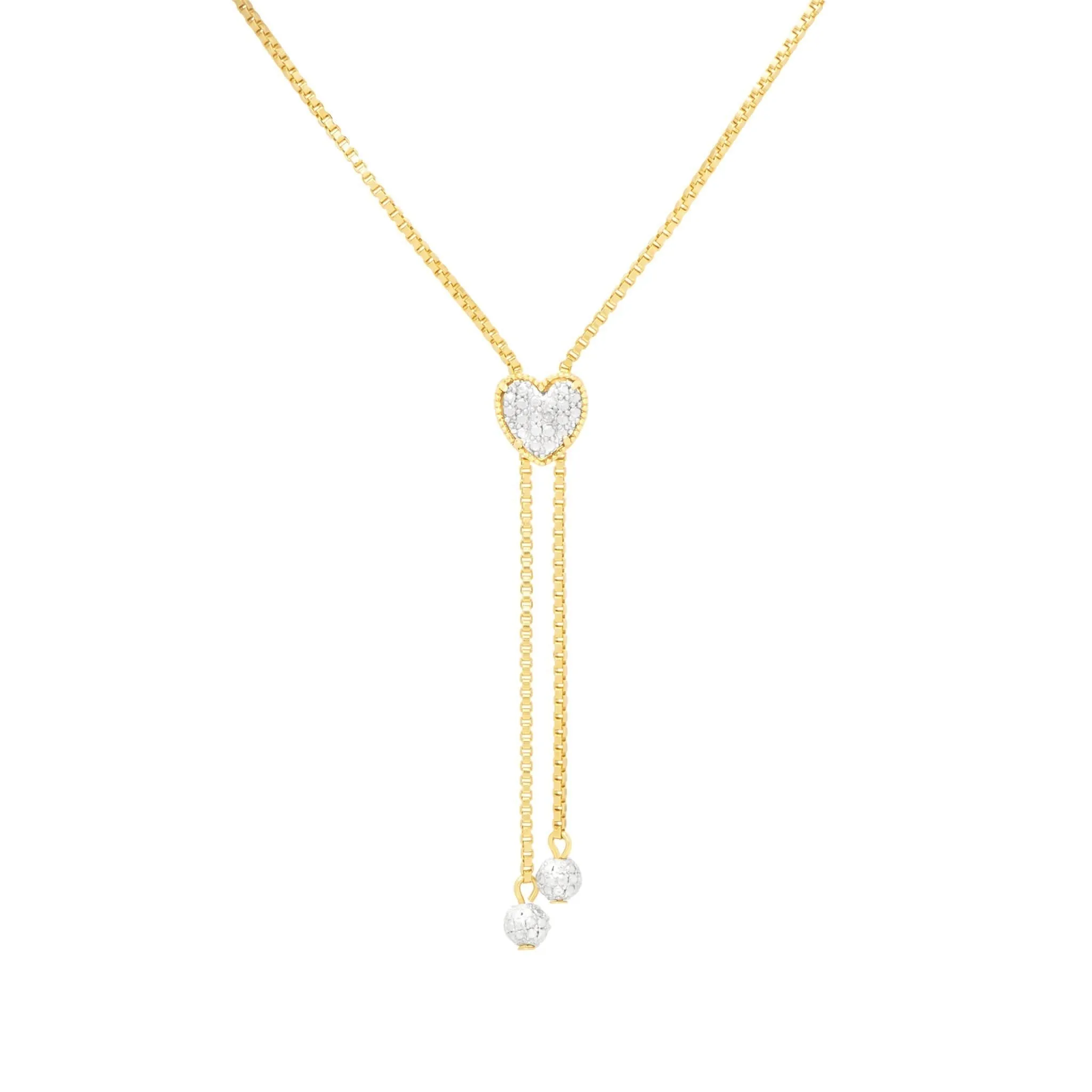 Diamond Accent Adjustable Heart Necklace in 14k Gold Plate