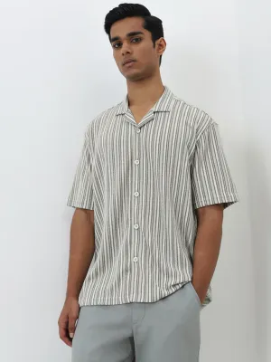 ETA Sage Stripe Printed Relaxed-Fit Cotton Shirt
