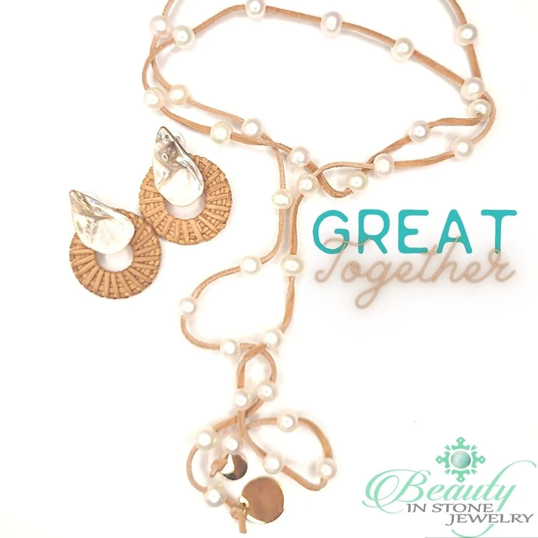 Freshwater Pearl Lariat Necklace in 12 Colors