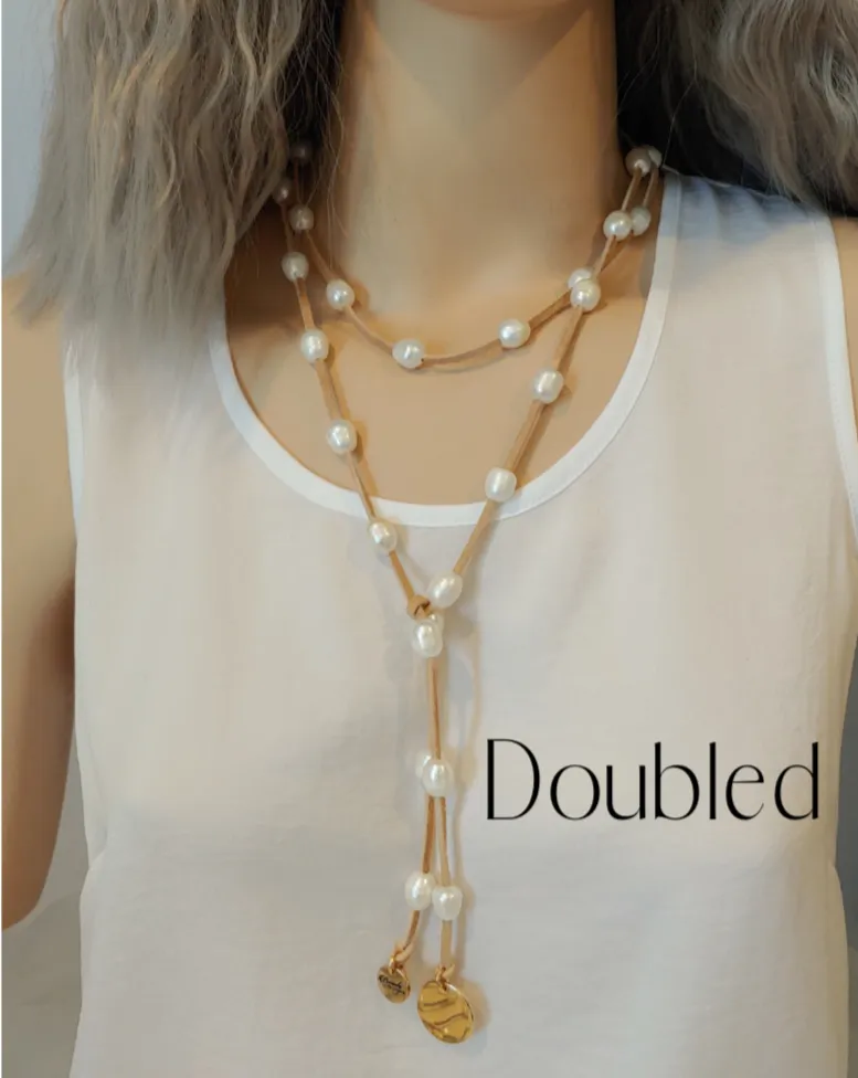 Freshwater Pearl Lariat Necklace in 12 Colors