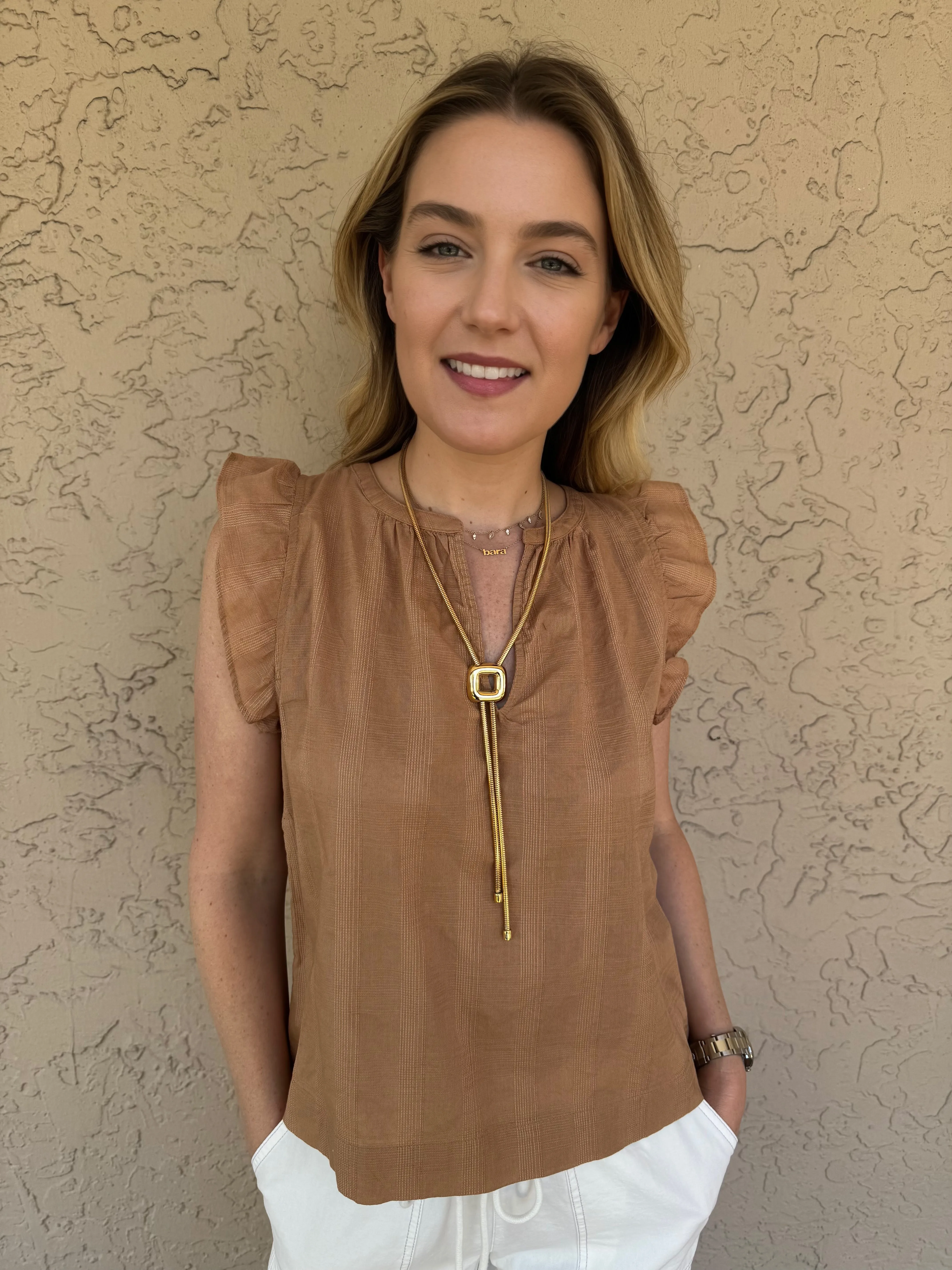 Gold Square Lariat Necklace