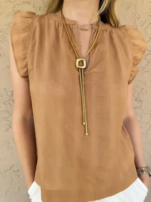 Gold Square Lariat Necklace
