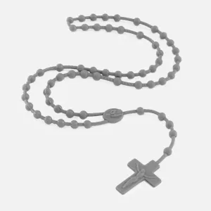 Gray Rosary Cross Silicone Necklace