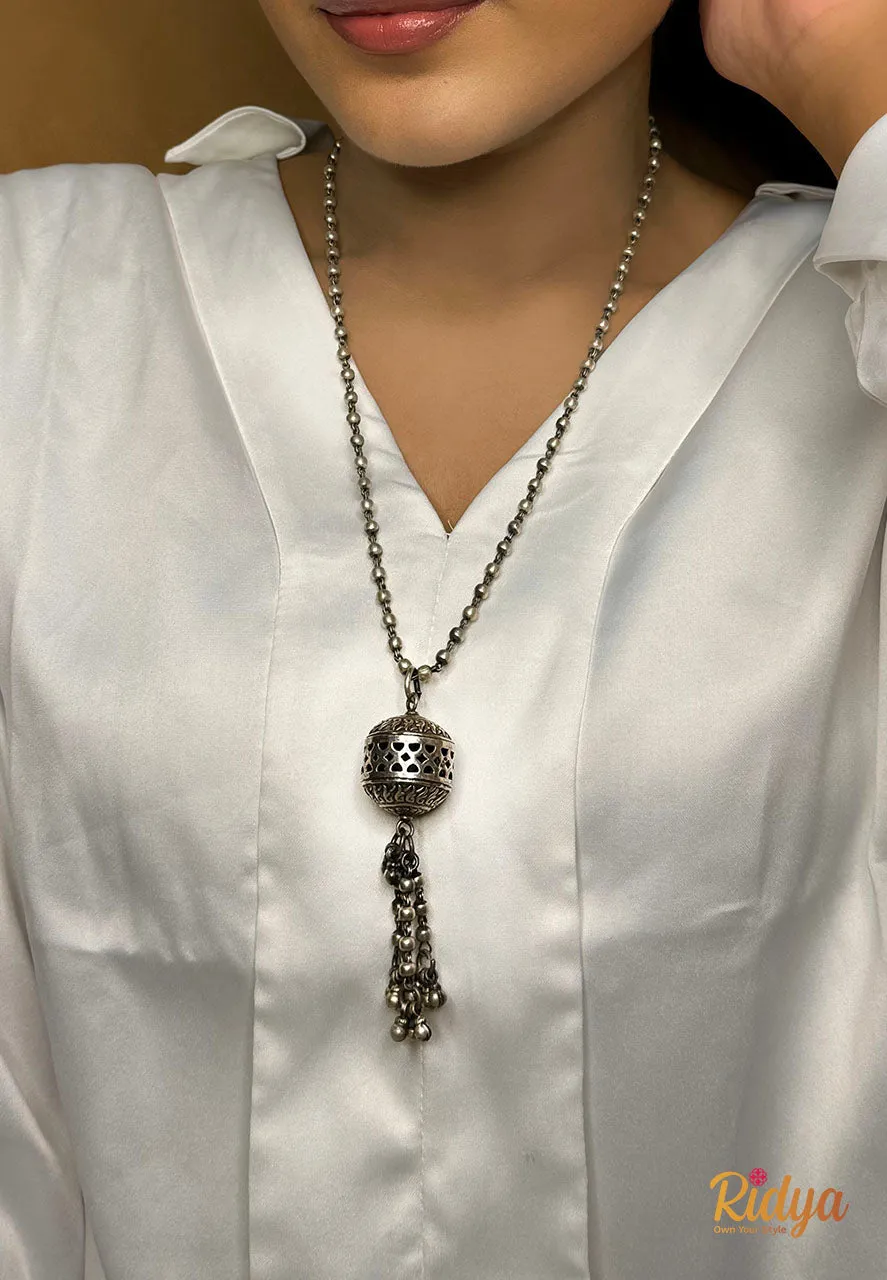 Jaali Bead Ghungru Drops Contemporary Ball Chain Necklace