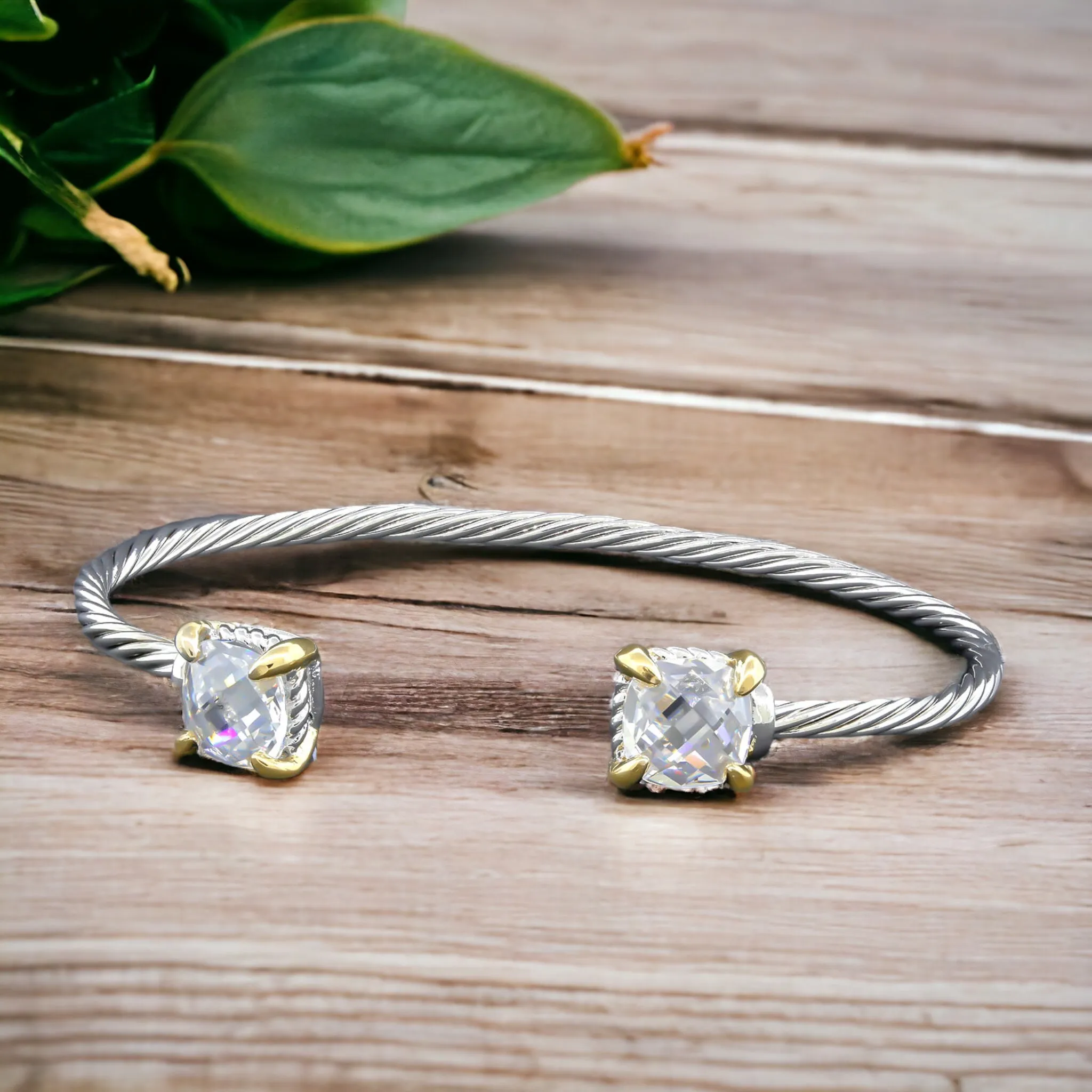 Open Double Metal Bangle Bracelet