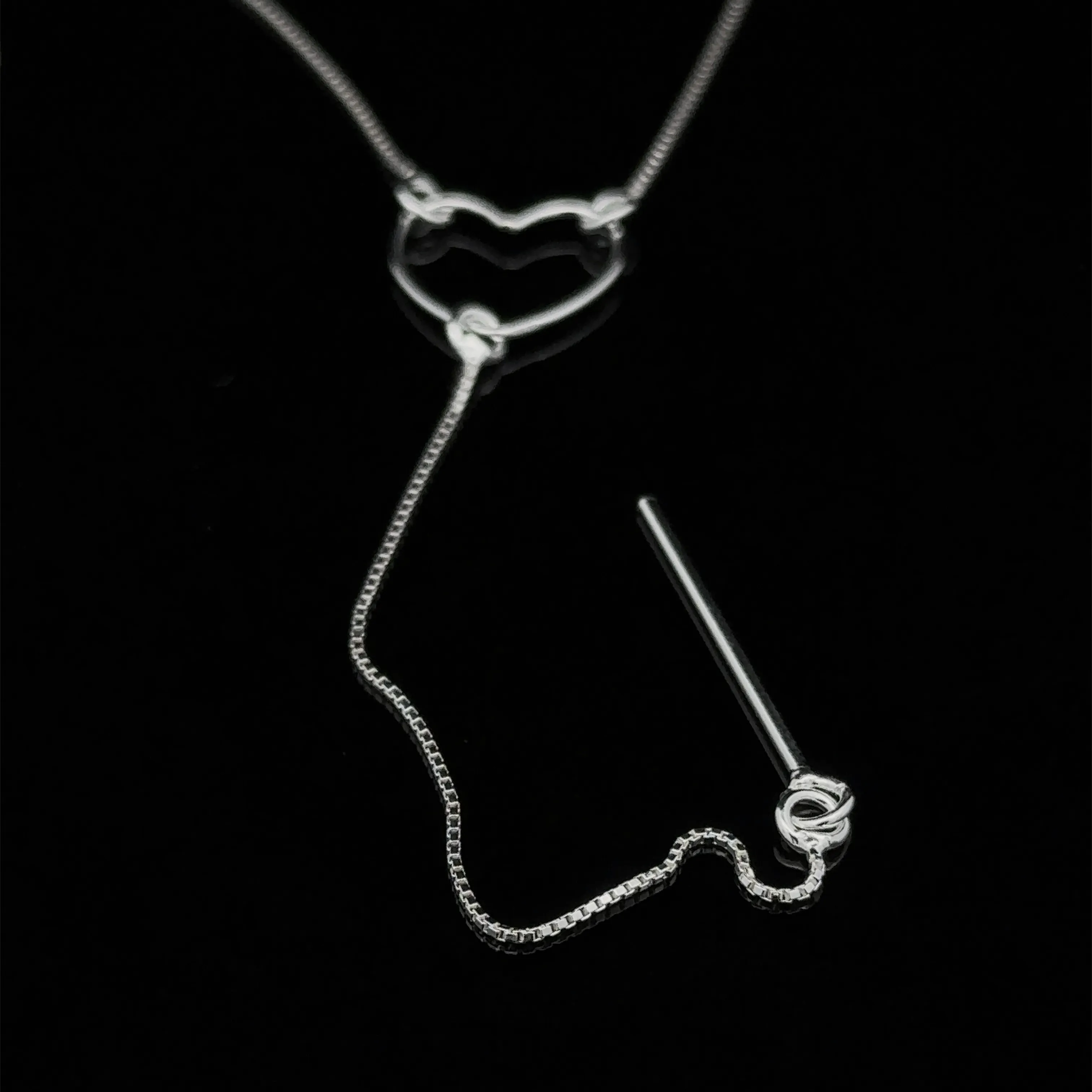Open Heart Lariat Necklace