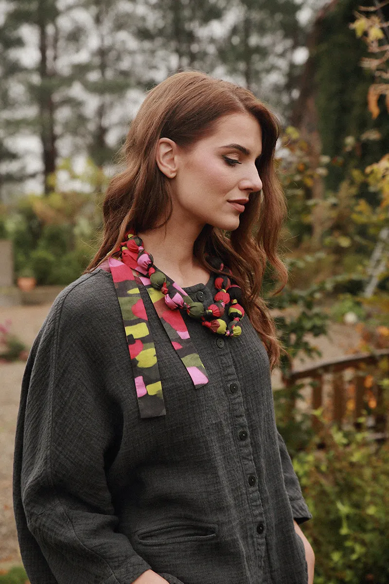 Paint Mosaic Silk Bamboo Bead Necklace