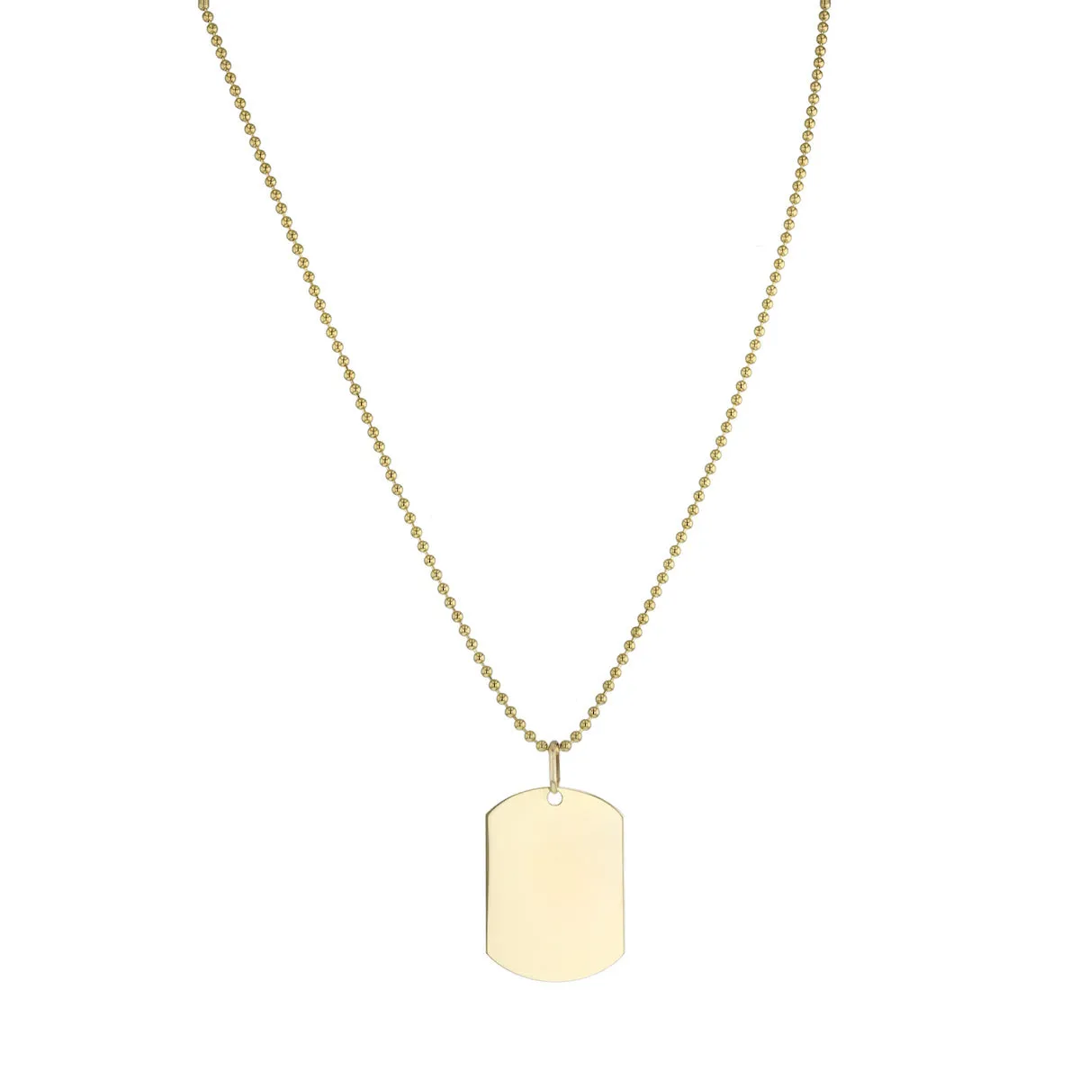 Personalised Dog Tag Pendant &  22" Bead Chain | 9K Yellow Gold