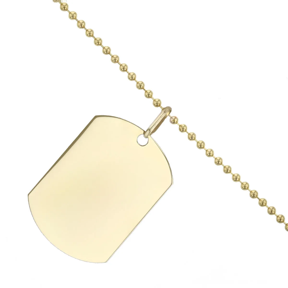 Personalised Dog Tag Pendant &  22" Bead Chain | 9K Yellow Gold