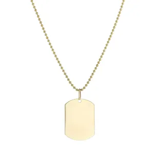 Personalised Dog Tag Pendant &  22" Bead Chain | 9K Yellow Gold