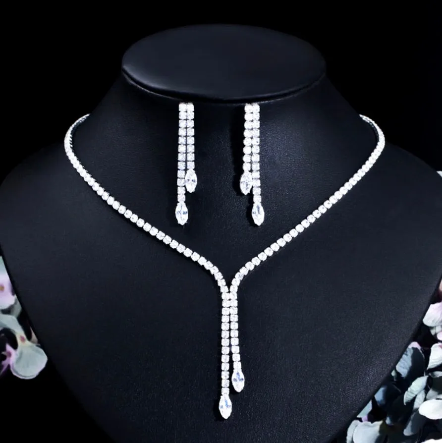 "Alia" - Silver Cubic Zirconia Bridal Jewelry Set