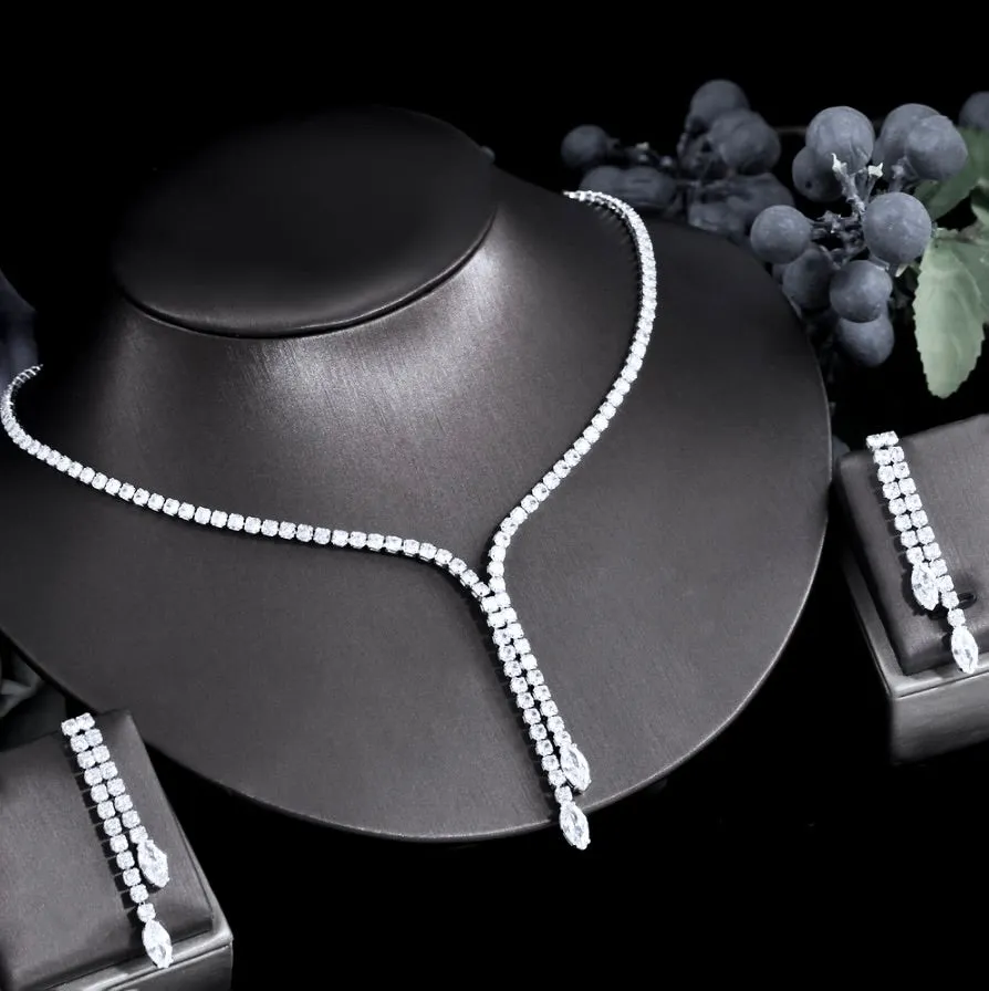 "Alia" - Silver Cubic Zirconia Bridal Jewelry Set