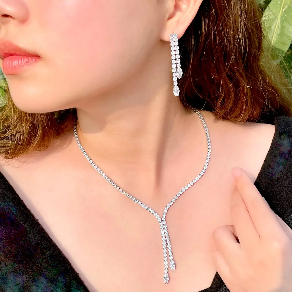 "Alia" - Silver Cubic Zirconia Bridal Jewelry Set