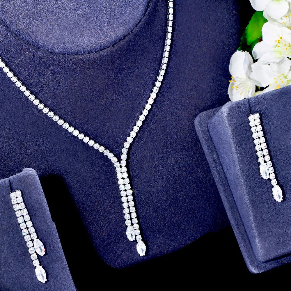 "Alia" - Silver Cubic Zirconia Bridal Jewelry Set