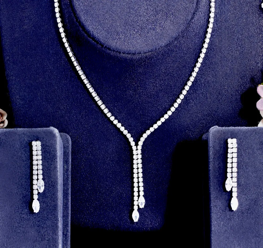 "Alia" - Silver Cubic Zirconia Bridal Jewelry Set