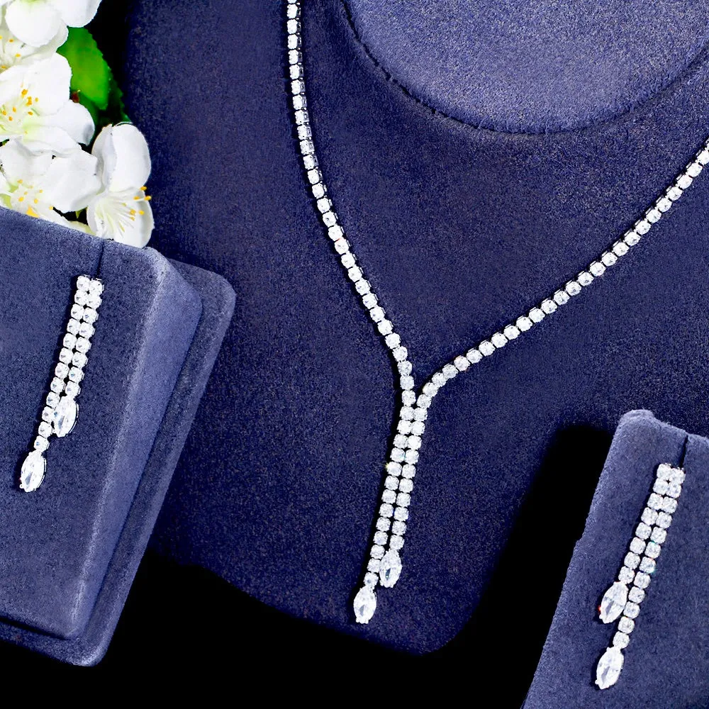 "Alia" - Silver Cubic Zirconia Bridal Jewelry Set