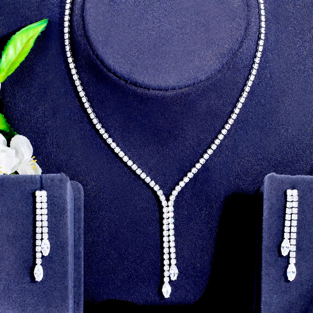"Alia" - Silver Cubic Zirconia Bridal Jewelry Set