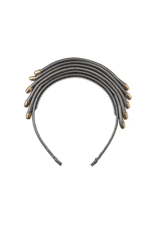 Rainbow Leather Headband - Pewter