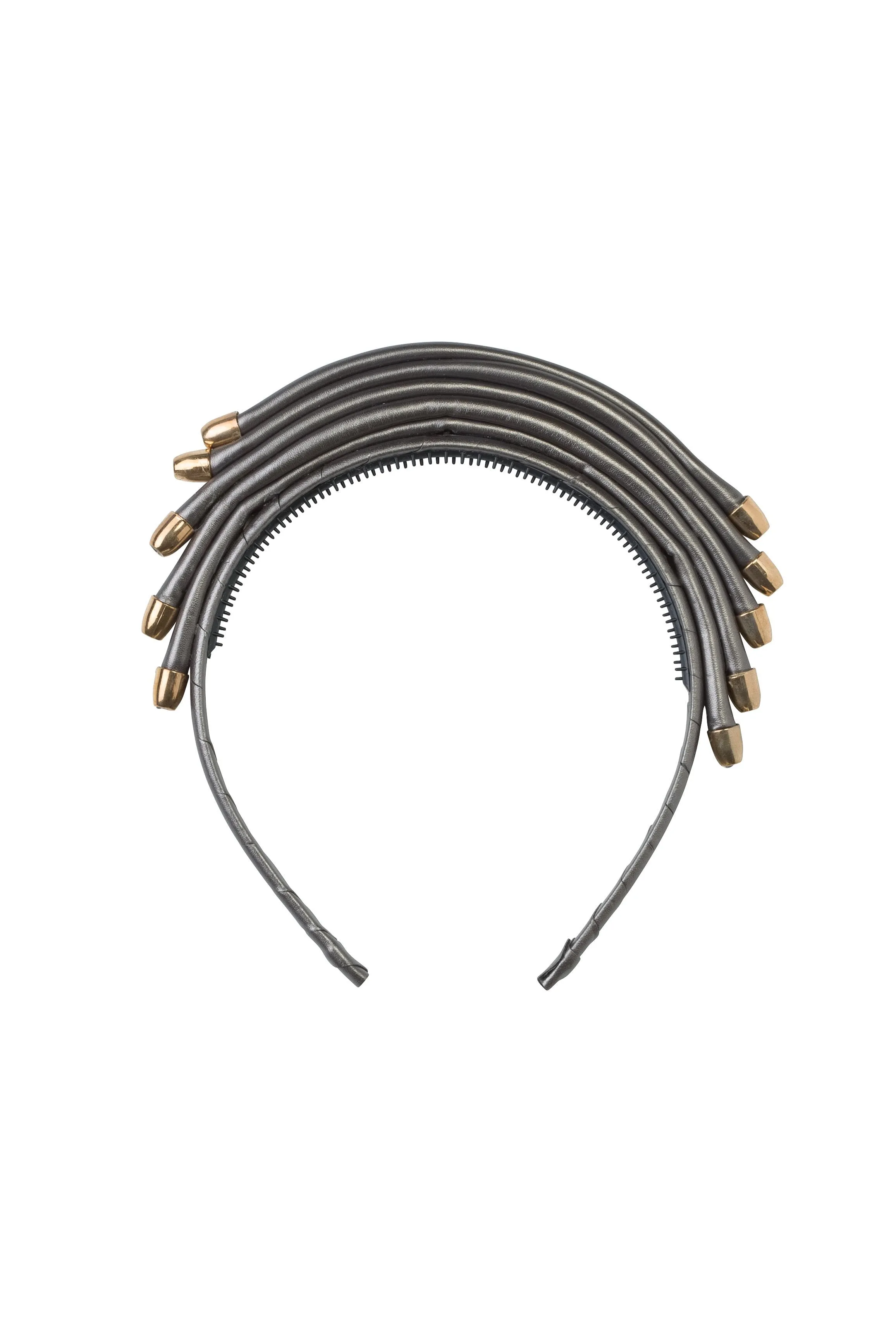 Rainbow Leather Headband - Pewter