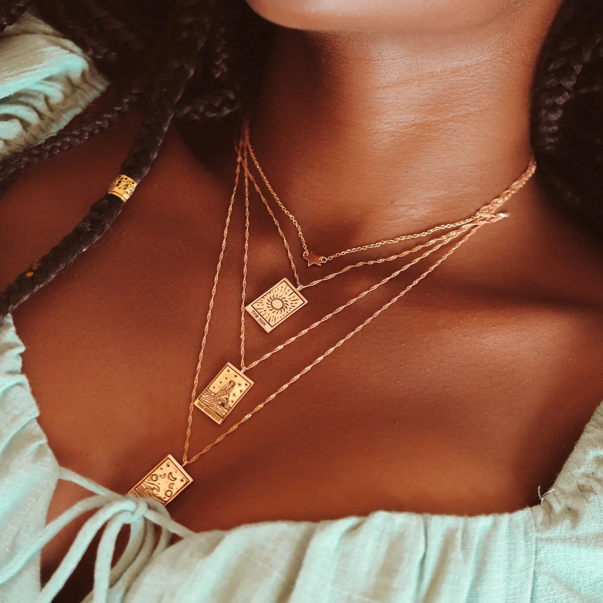 Rose Gold Empress Tarot Card Pendant Necklace