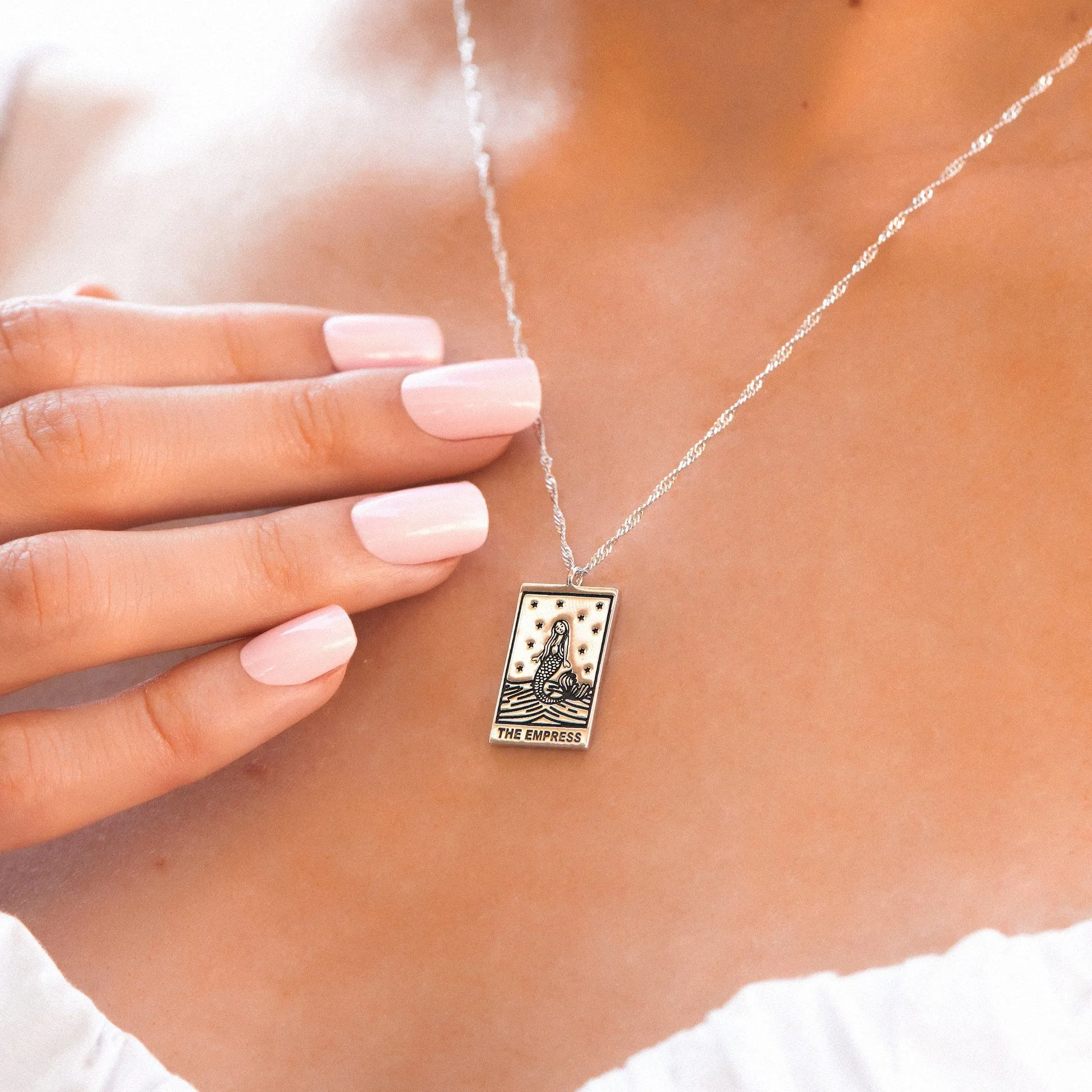 Rose Gold Empress Tarot Card Pendant Necklace