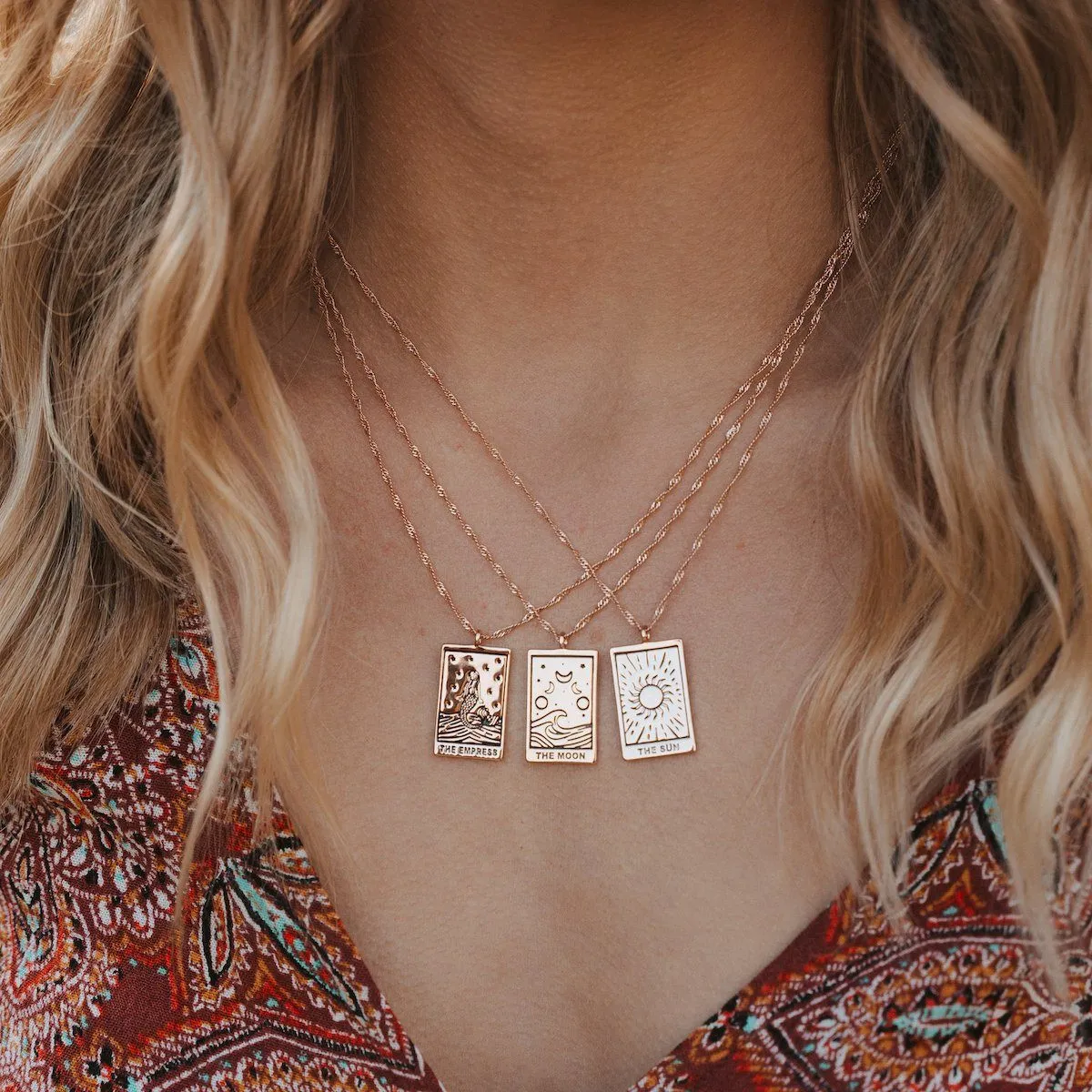 Rose Gold Empress Tarot Card Pendant Necklace