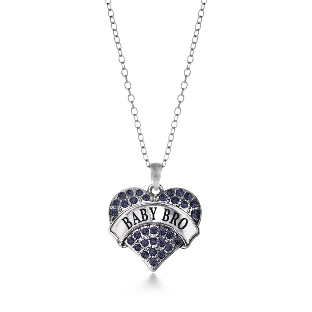 Silver Baby Bro Navy Blue Blue Pave Heart Charm Classic Necklace